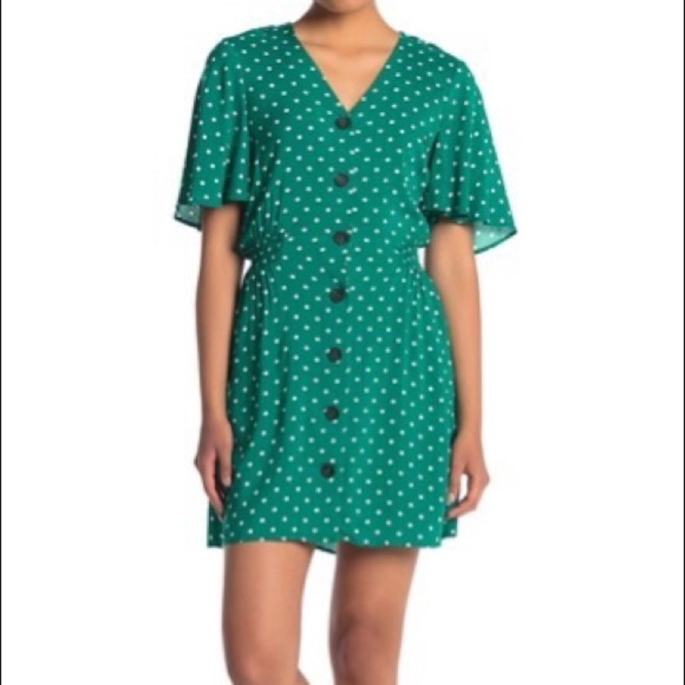 Green polka dot dress